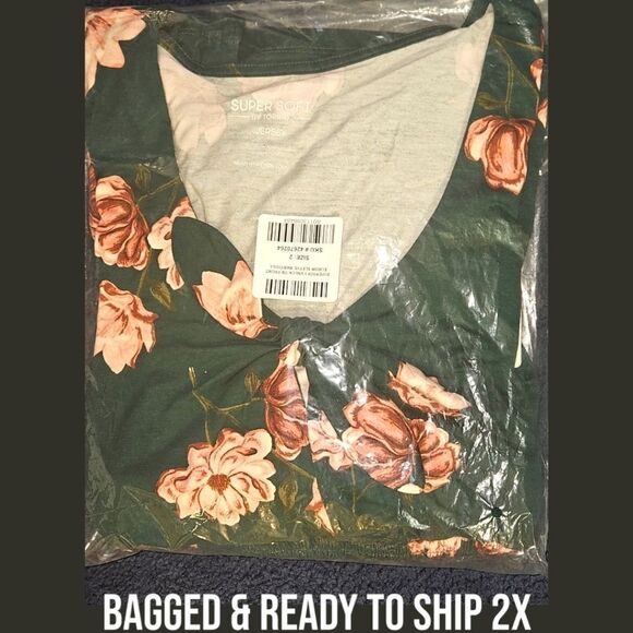 TORRID NEWβPLUS SIZE FLORAL Super Soft V Neck Tie Front Elbow Sleeve Babydoll 2X - Picture 14 of 16